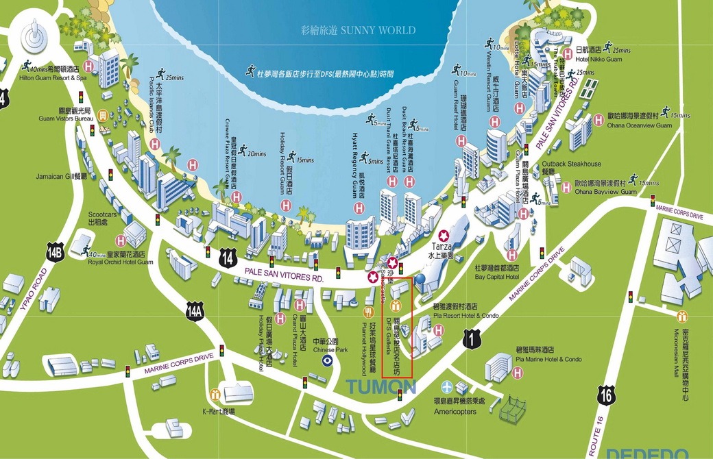 杜夢灣各飯店位置／挑選您喜愛的飯店｜Guam Resort